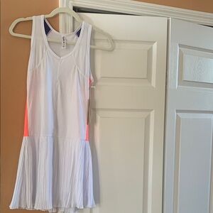 Kyodan White Blue and Pink Pleated Tennis Dress